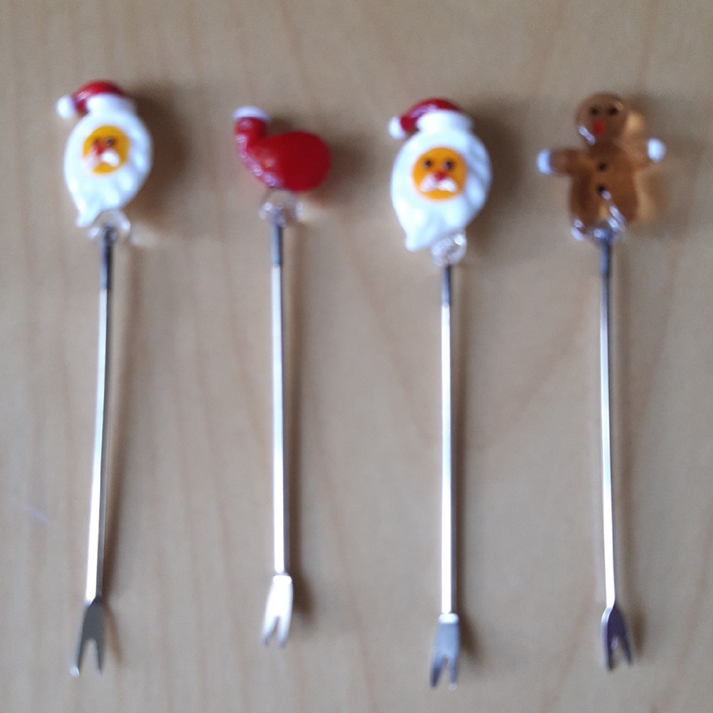 Festive Holiday Christmas Cocktail Picks Set